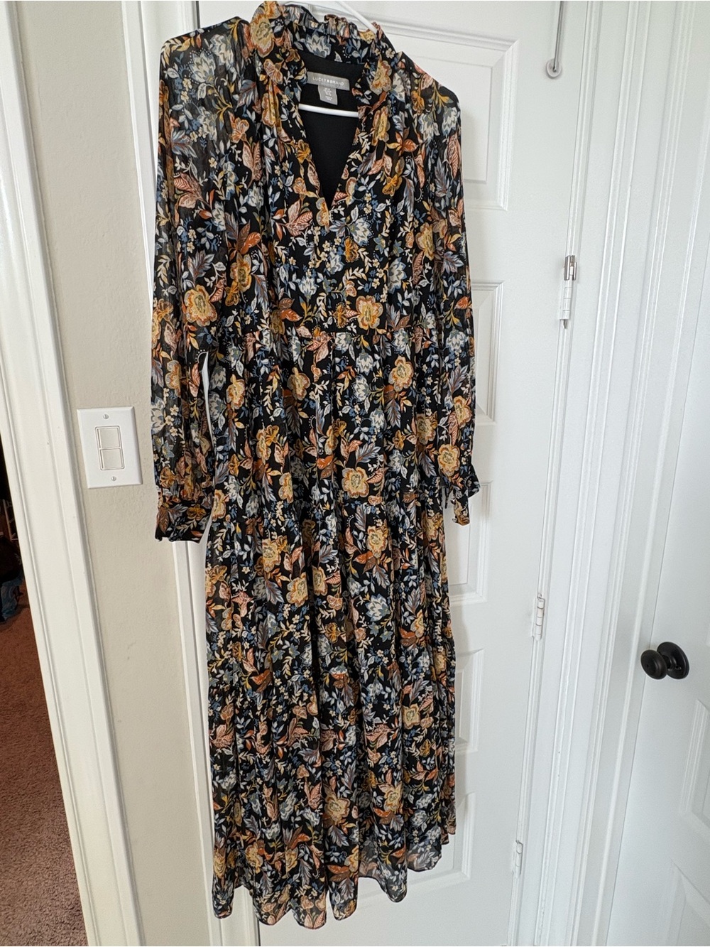 Lucky Brand Floral Long-Sleeve Tiered Maxi Dress